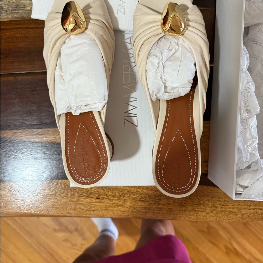 Zimmermann Cream Women's Shoes with Gold Accent